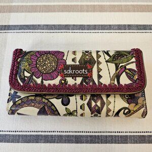 Sakroots Spirit Desert Boho Owl Flower Design; Tri-fold Wallet; Vintage